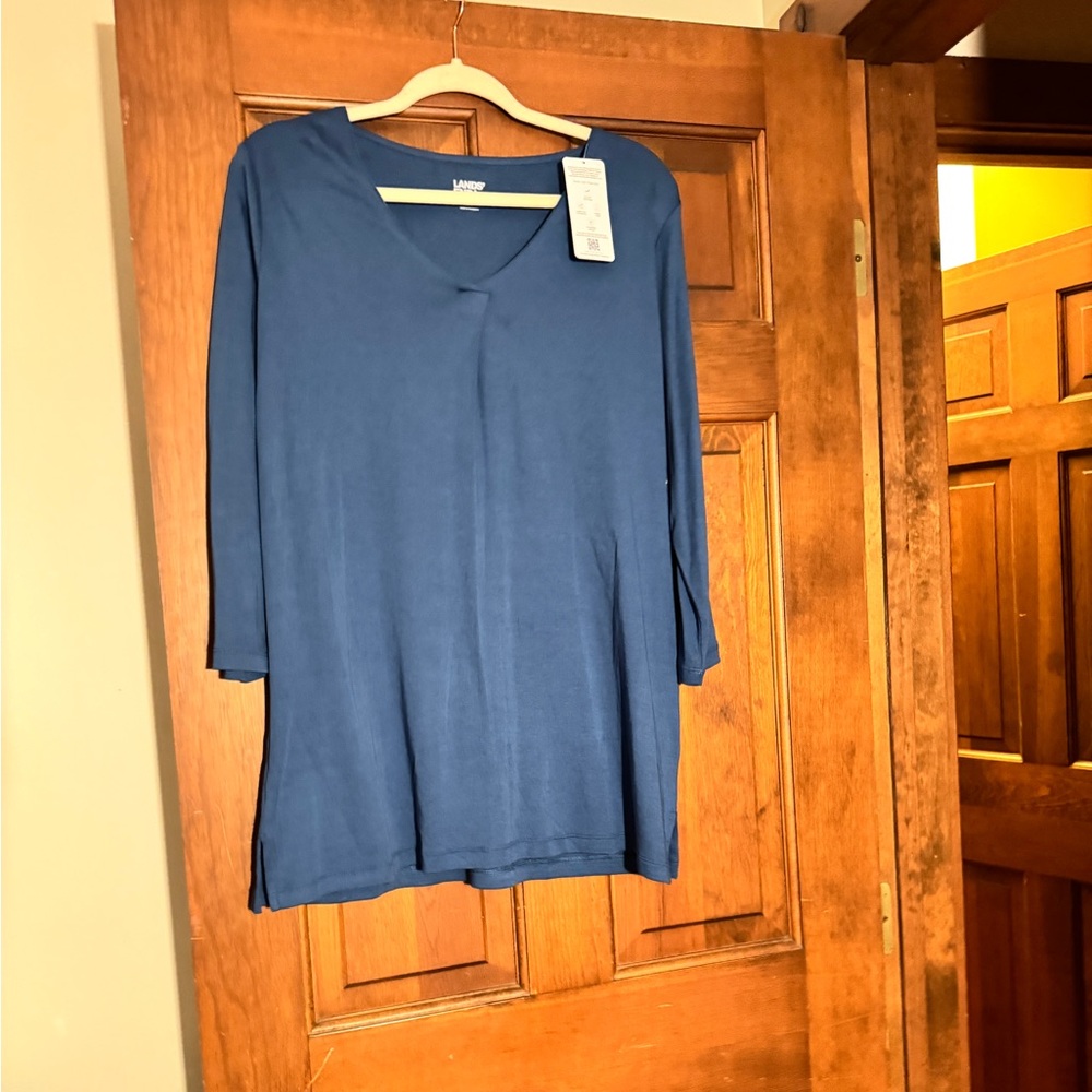 Lands' End Women's Blue V-Neck Tunic